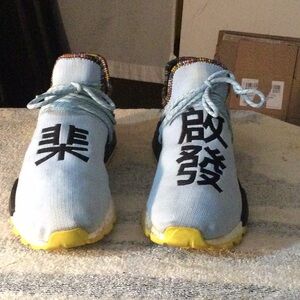 Light Blue Sneakers with Yellow Soles